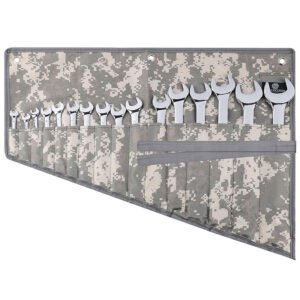 16 Pockets Wrench Roll Organizer, Light Camouflage