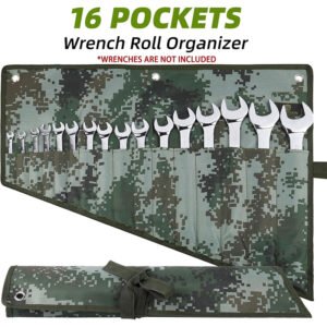 Dark Camouflage 16 Pockets Wrench Roll Organizer